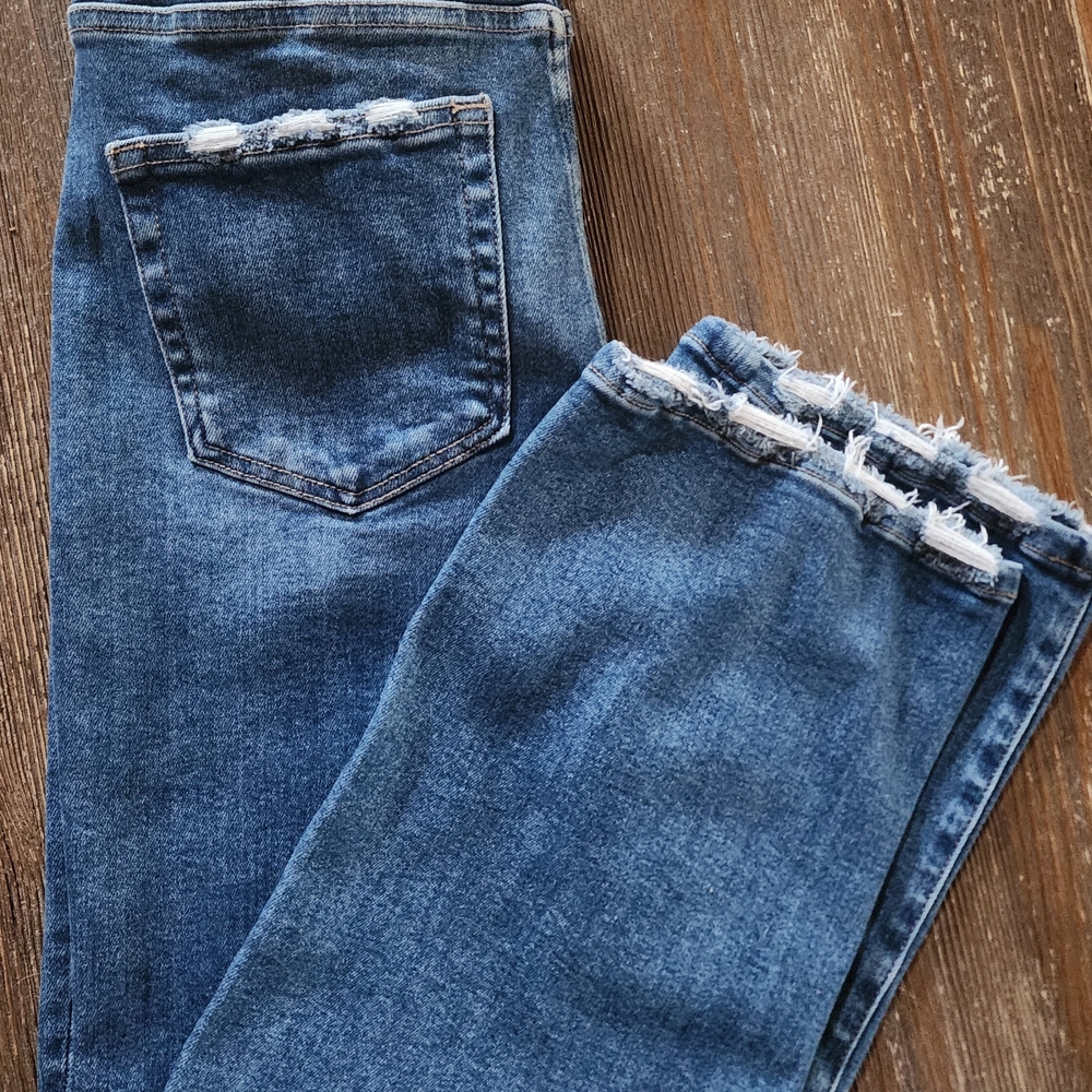 Frayed Hem Women's Blue Denim Jeans